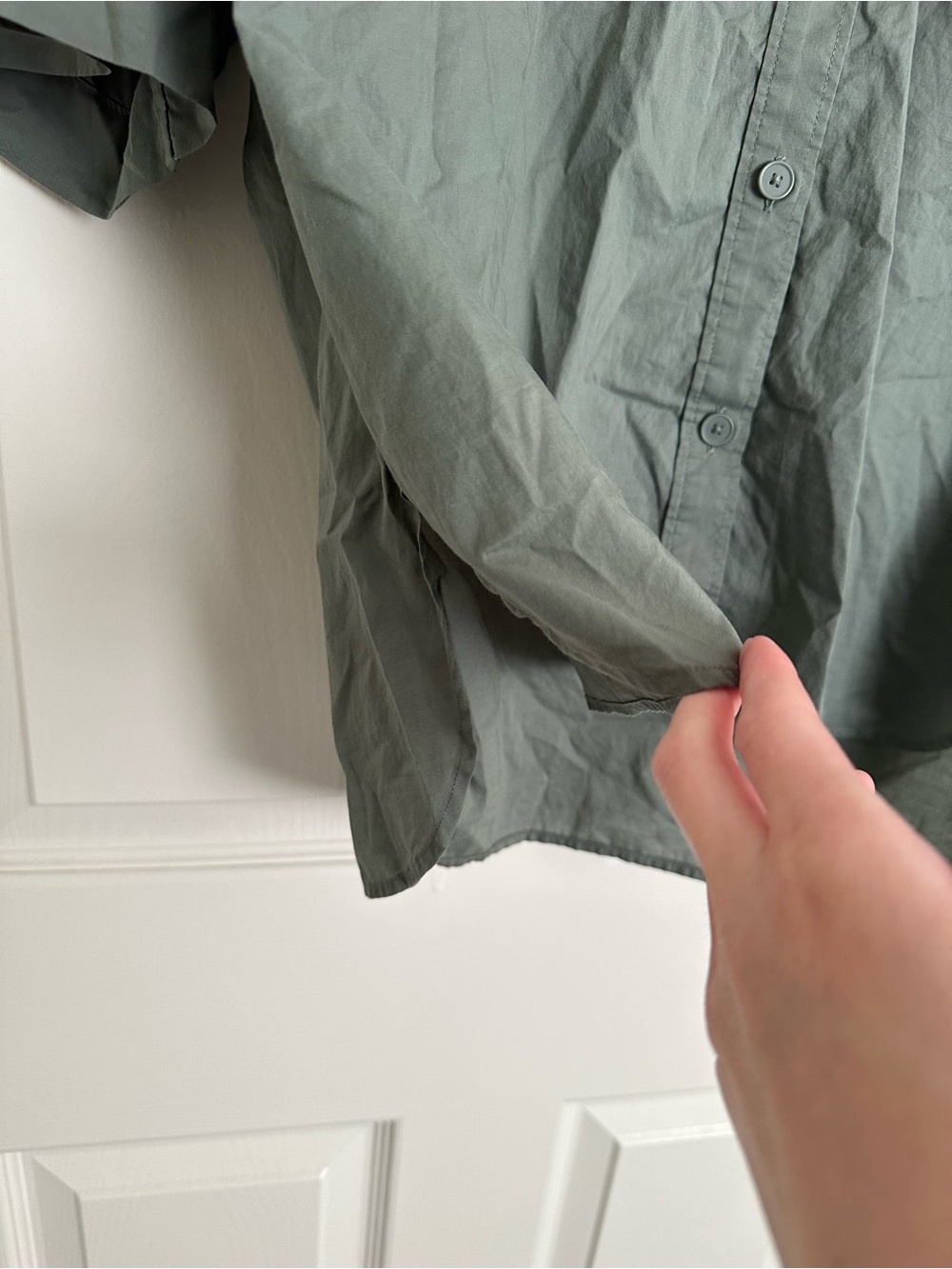UNIQLO U Women’s Oversized Half-Sleeve Shirt Green L - Picture 5 of 7